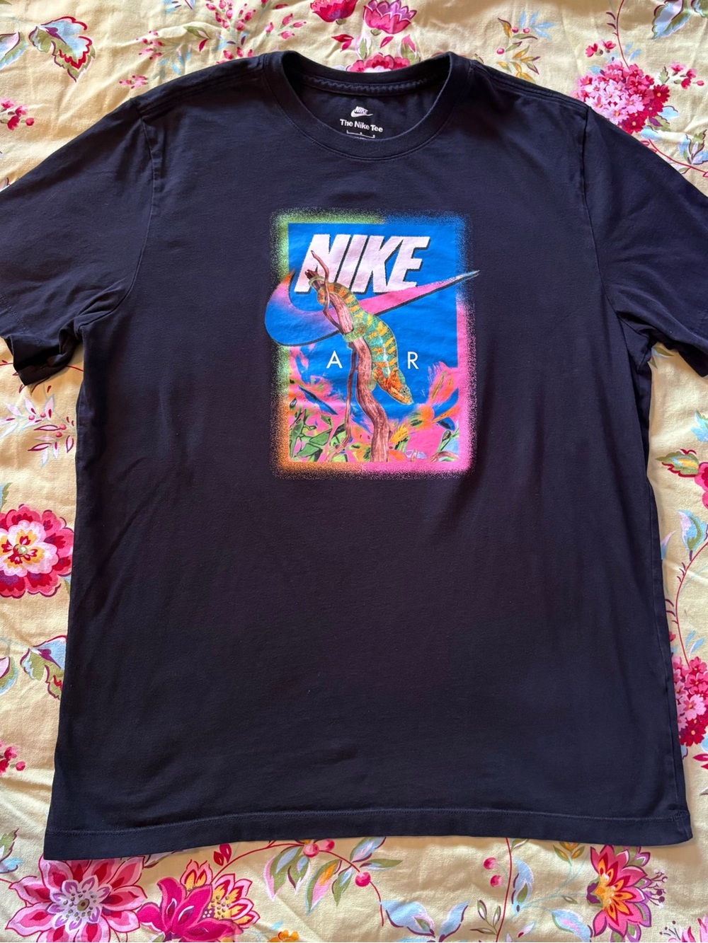Nike DZ2865-010 2023 chameleon graphic black tee men’s large 27x22 EUCLN